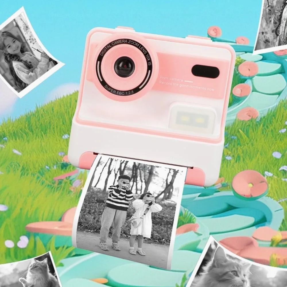 Pink and White Instant Camera